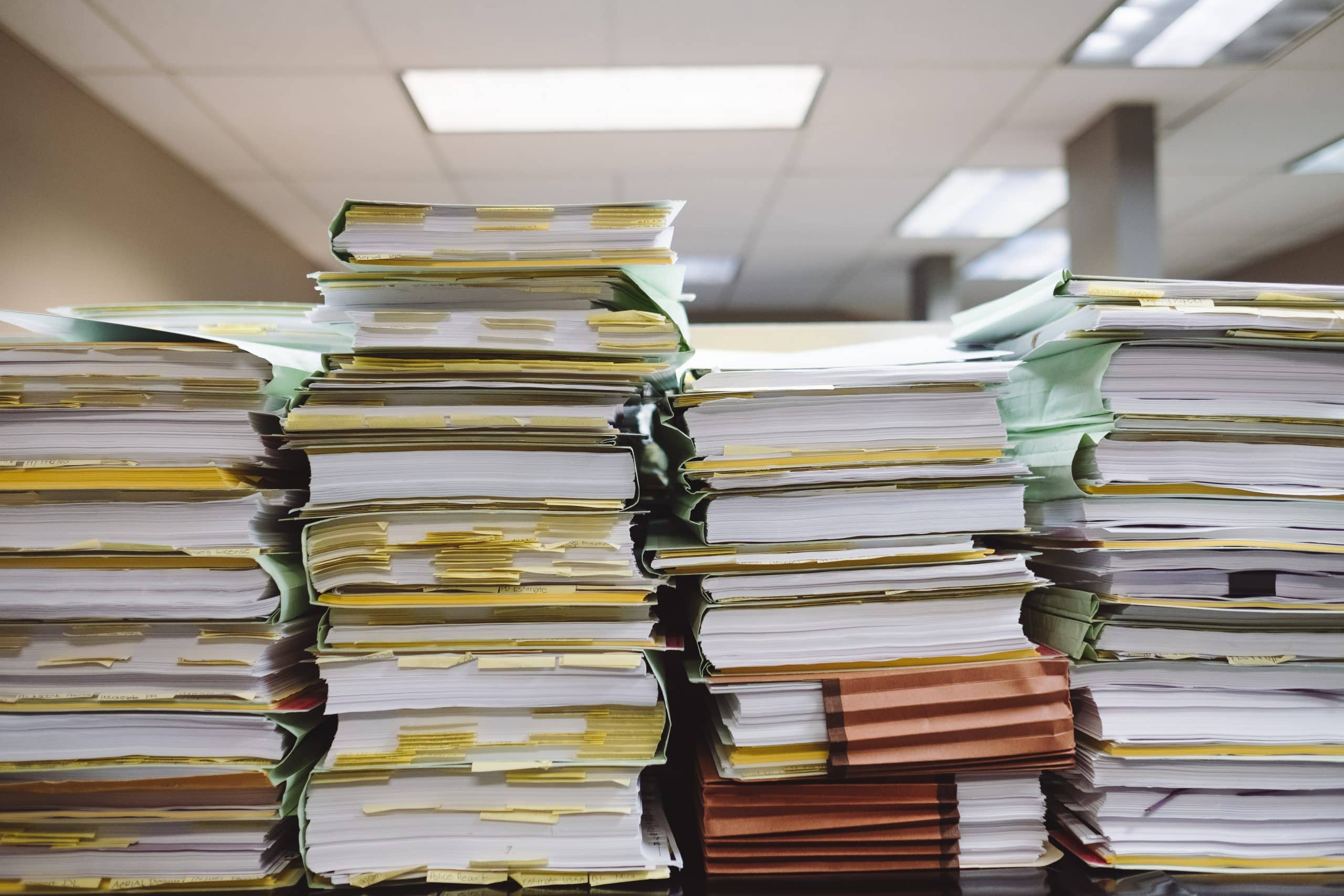 Piles of paperwork in Texas divorce